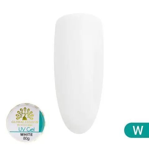 Гель для наращивания ногтей, Global Fashion White, 80g  03399 фото