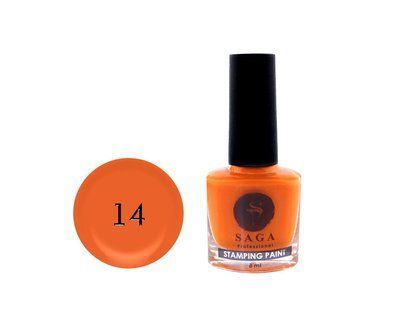 Лак-фарба для стемпінгу SAGA Stamping Paint №14 оранжевий, 8 мл 35444 фото
