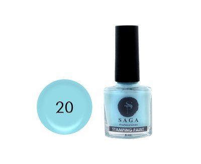 Лак-фарба для стемпінгу SAGA Stamping Paint №20 блакитний, 8 мл 35449 фото